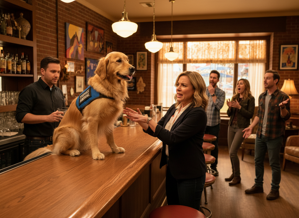 Furious Bar Hopper Tackles Dog Mom For Casually Placing Her Service Dog On Bar Counter