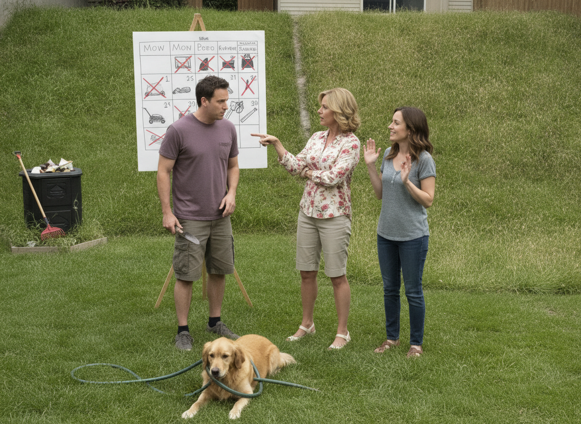 WIBTA to insist my neighbor keep a yard schedule?